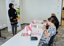 Workshop attendee presents to a panel