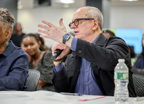 A man addresses presenter workshop