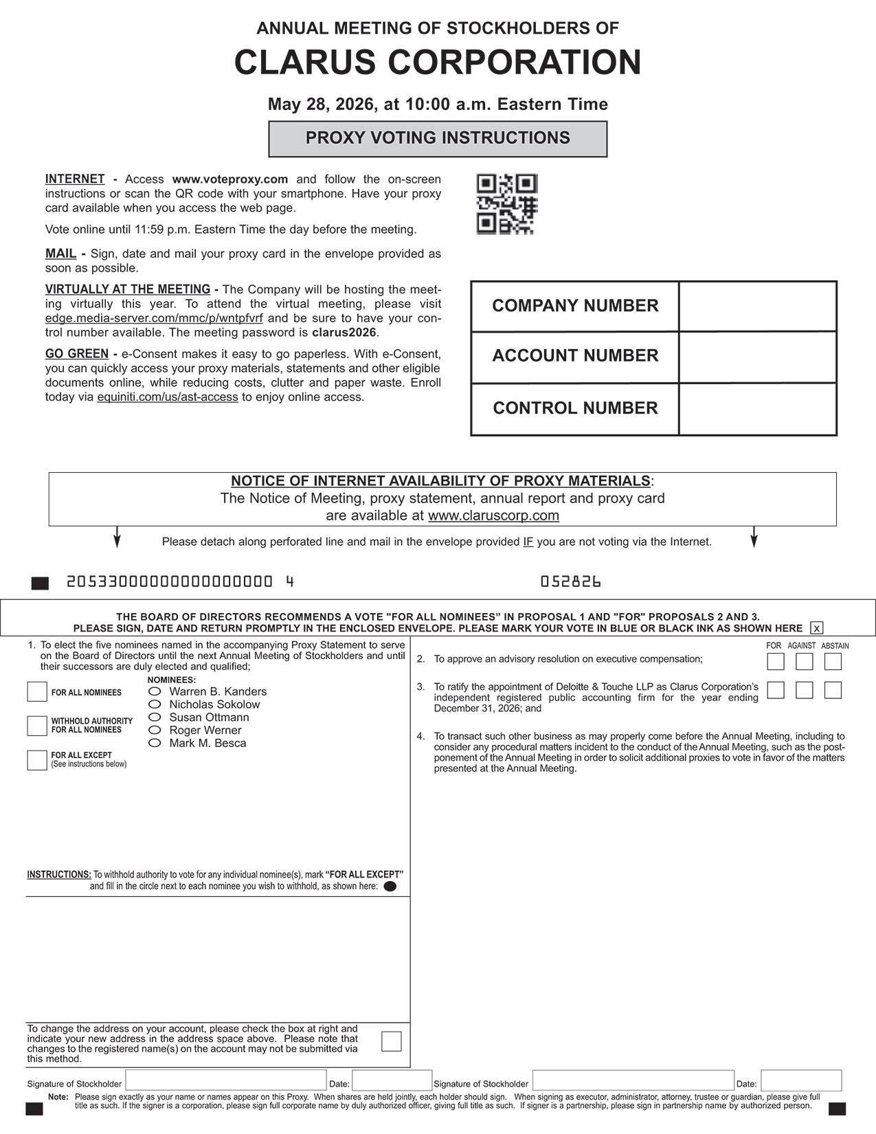 [MISSING IMAGE: px_26clarusproxy1pg02-bw.jpg]